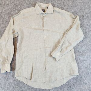 Spada‎ Roma Linen Shirt Men Sz 15.5/39 L Green Button Down Italian Puro Lino